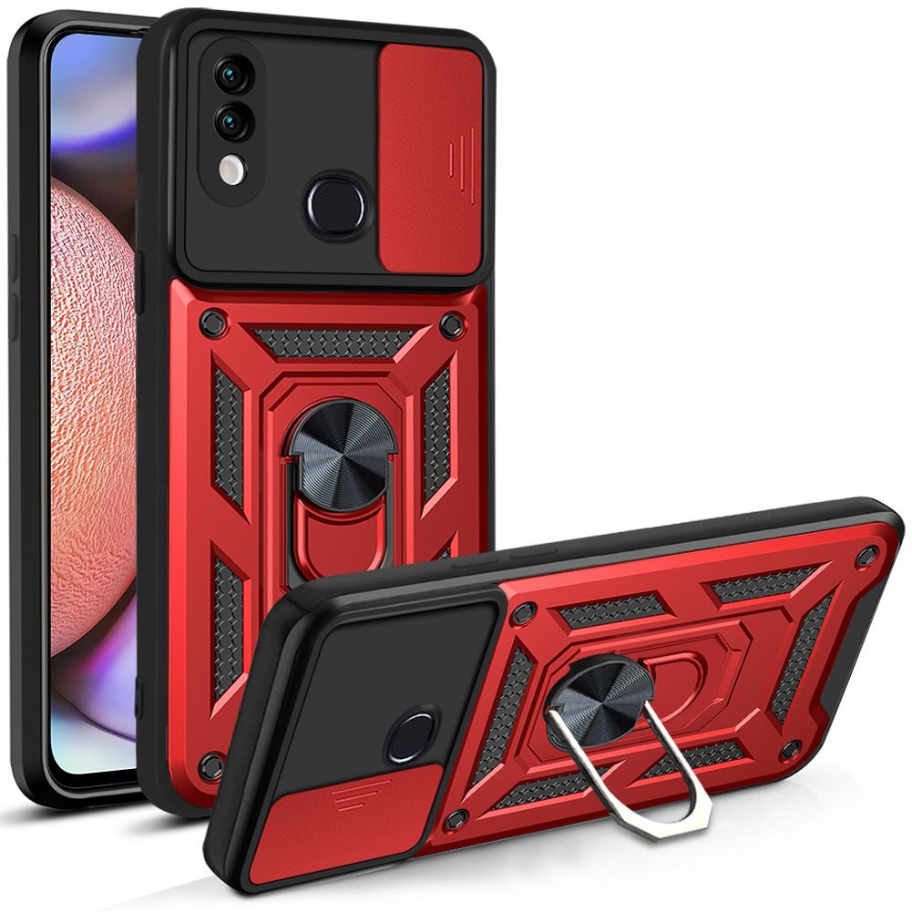 Samsung Galaxy A10S Phone Case with Sliding Camera Cover,Heavy Duty Rugged Military Grade Shockproof Built-in 360° Magnetic Stand Holder