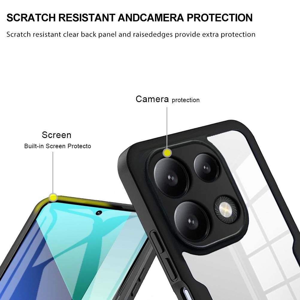 Phone Case for [Xiaomi Redmi Note 13 4G] 360 Degree Full Protection Transparent Back Cover Built-in Screen protector
