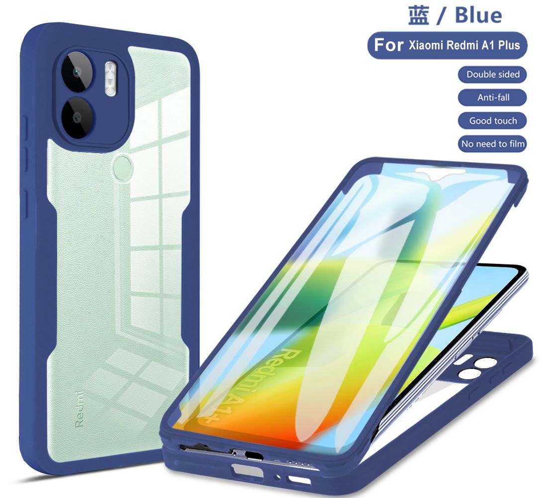 Phone Case for [Xiaomi Redmi A1 Plus] 360 Degree Full Protection Transparent Back Cover Built-in Screen Protector