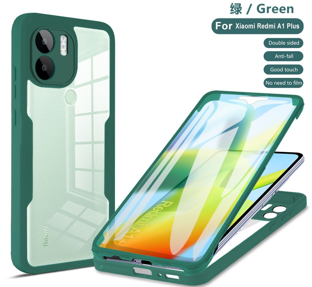Phone Case for [Xiaomi Redmi A1 Plus] 360 Degree Full Protection Transparent Back Cover Built-in Screen Protector