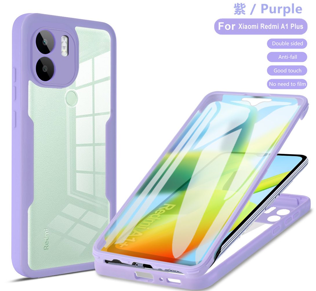 Phone Case for [Xiaomi Redmi A1 Plus] 360 Degree Full Protection Transparent Back Cover Built-in Screen Protector