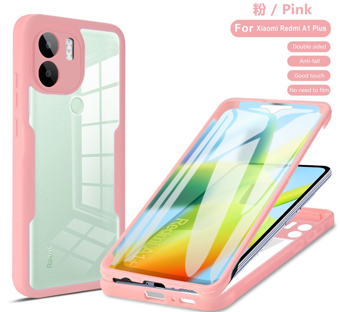 Phone Case for [Xiaomi Redmi A1 Plus] 360 Degree Full Protection Transparent Back Cover Built-in Screen Protector