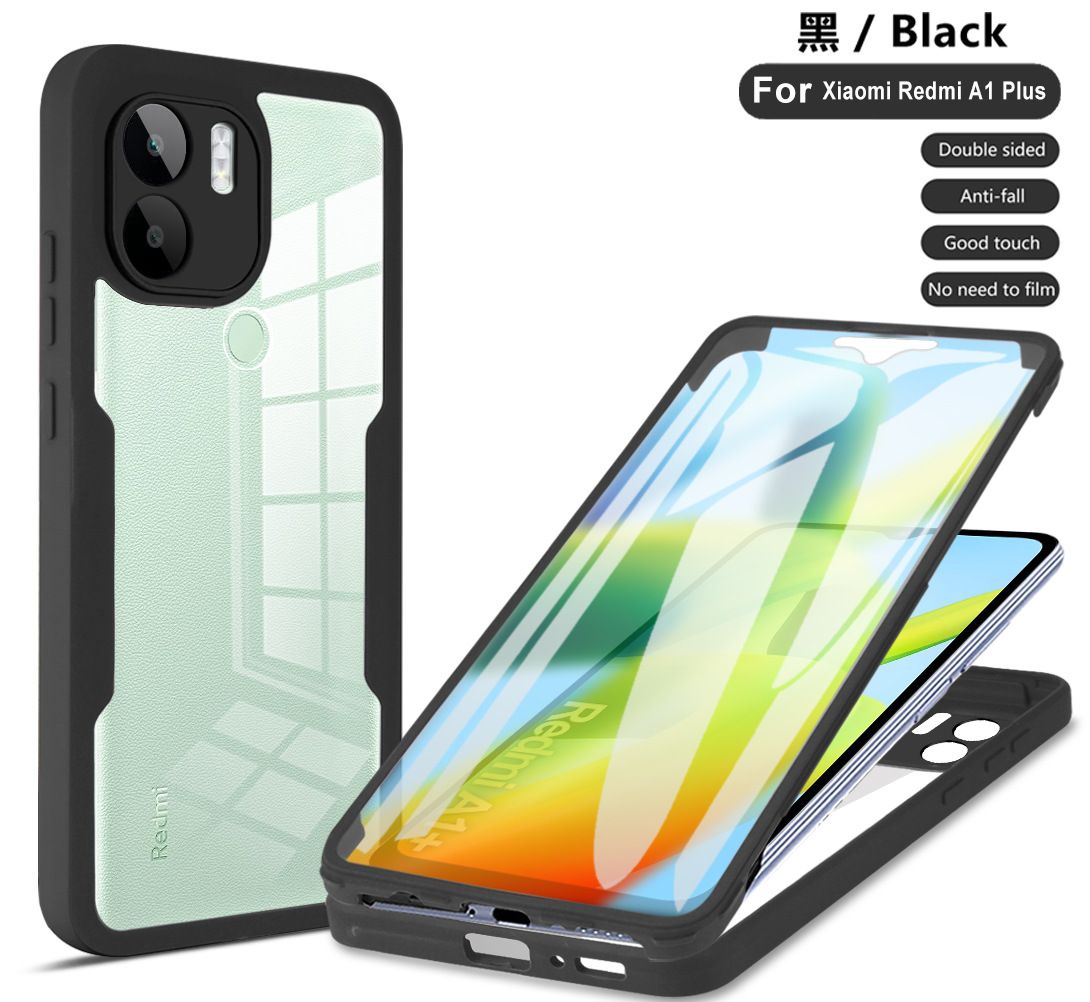Phone Case for [Xiaomi Redmi A1 Plus] 360 Degree Full Protection Transparent Back Cover Built-in Screen Protector