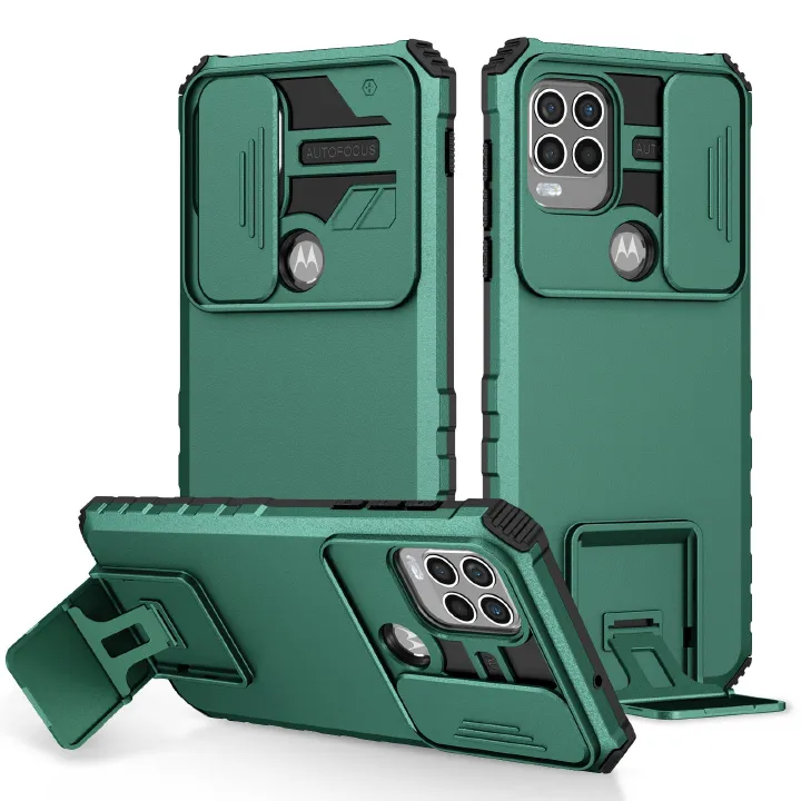 Phone Case For Motorola G Stylus 5G With Slide Camera Lens Cover Shockproof Armor Kickstand Case