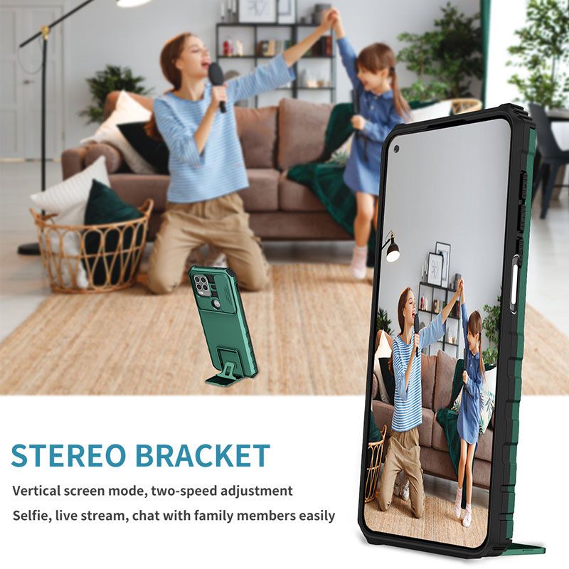 Phone Case For Motorola G Stylus 5G With Slide Camera Lens Cover Shockproof Armor Kickstand Case
