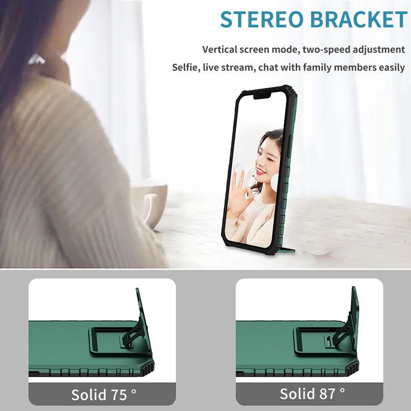 Phone Case For Motorola G Stylus 5G With Slide Camera Lens Cover Shockproof Armor Kickstand Case
