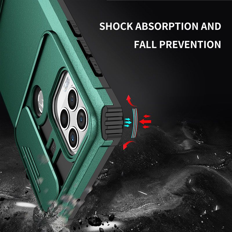 Phone Case For Motorola G Stylus 5G With Slide Camera Lens Cover Shockproof Armor Kickstand Case