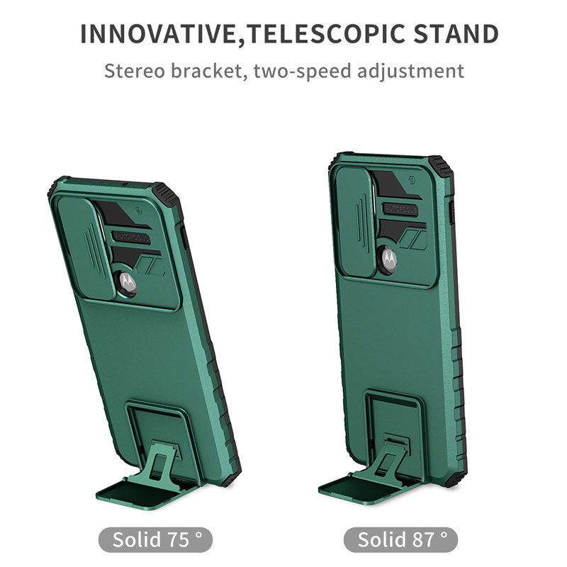 Phone Case For Motorola G Stylus 5G With Slide Camera Lens Cover Shockproof Armor Kickstand Case