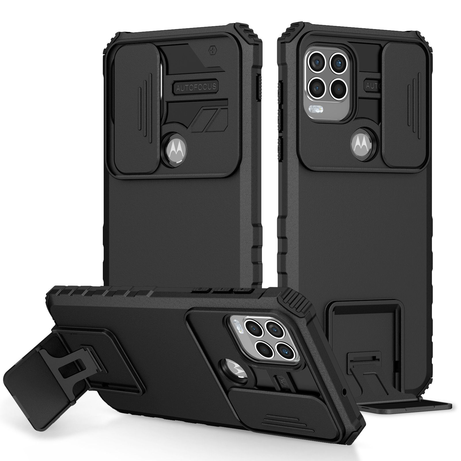 Phone Case For Motorola G Stylus 5G With Slide Camera Lens Cover Shockproof Armor Kickstand Case