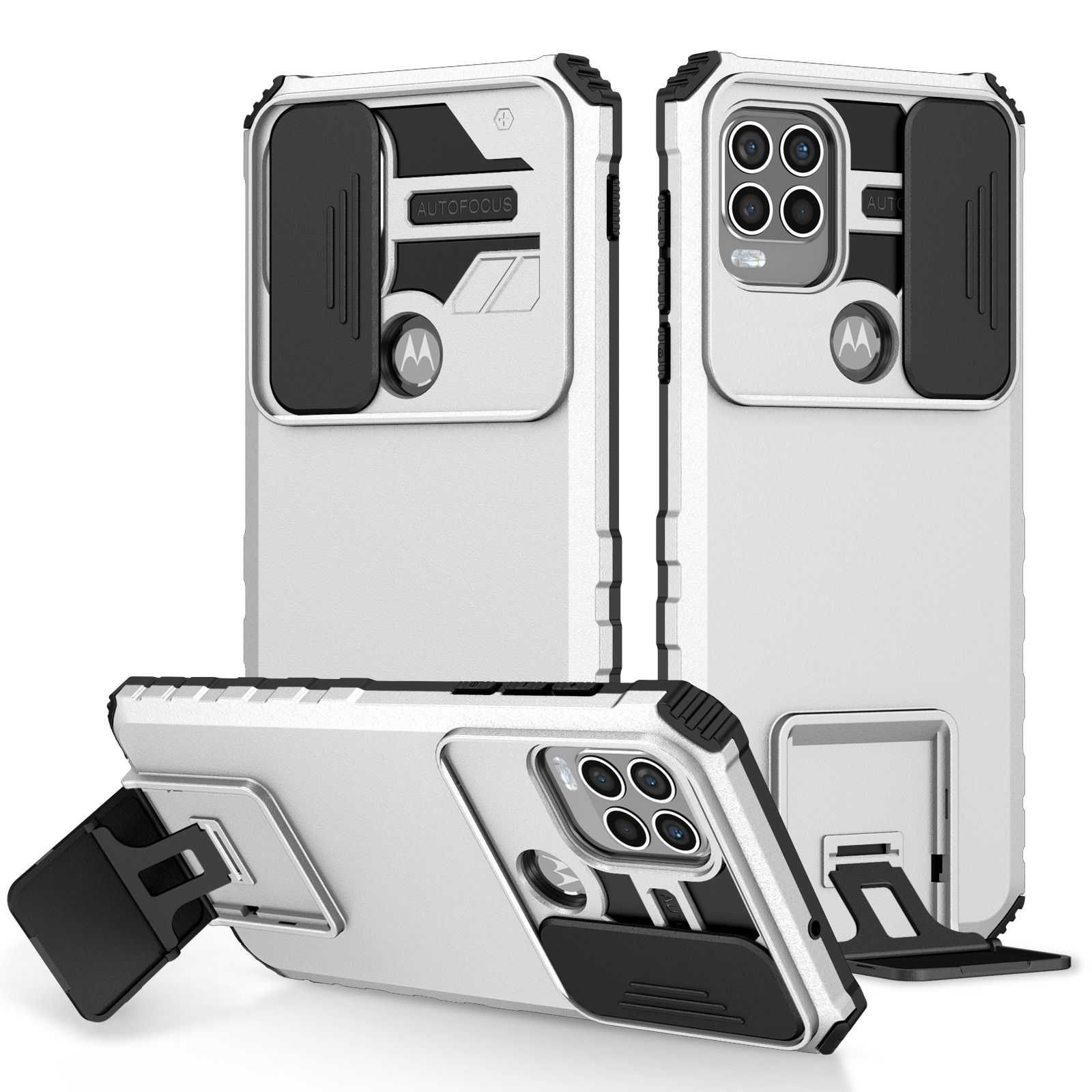 Phone Case For Motorola G Stylus 5G With Slide Camera Lens Cover Shockproof Armor Kickstand Case