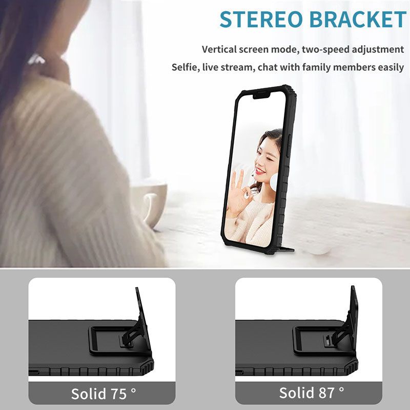 Phone Case For Honor X7 With Slide Camera Lens Cover Shockproof Armor Kickstand Case