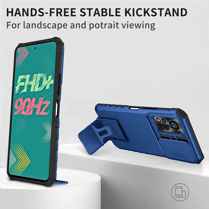 Phone Case For Infinix Hot 11s NFC With Slide Camera Lens Cover Shockproof Armor Kickstand Case