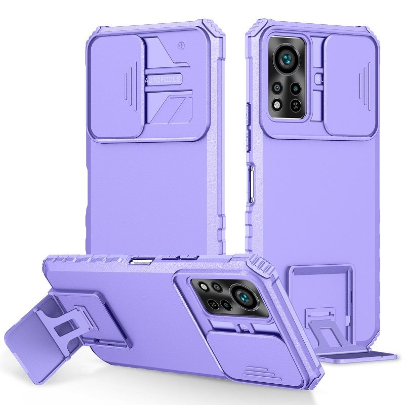 Phone Case For Infinix Hot 11s NFC With Slide Camera Lens Cover Shockproof Armor Kickstand Case