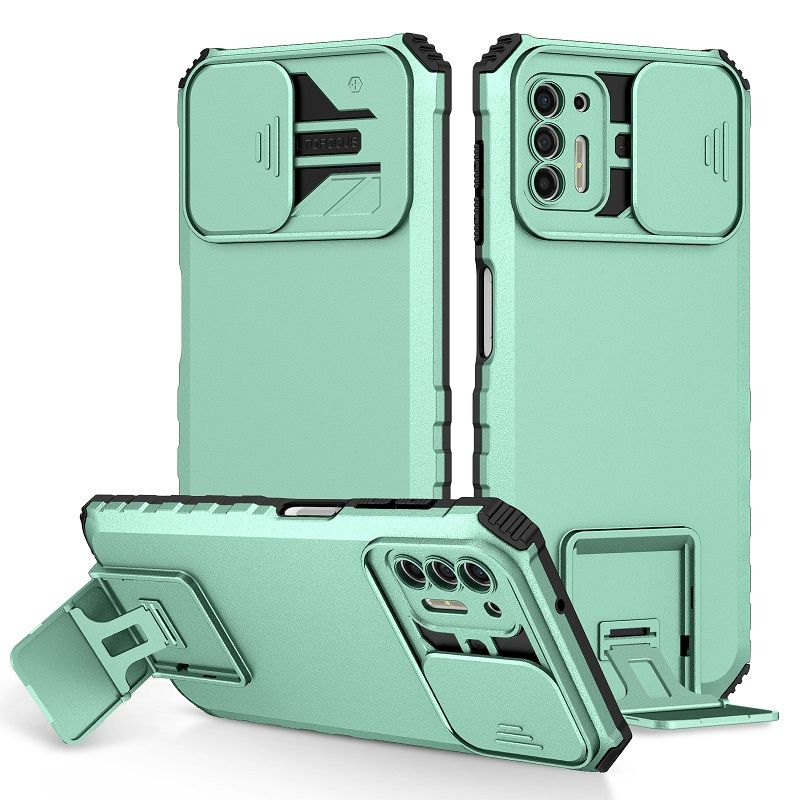 Phone Case For Motorola G Stylus 2021 With Slide Camera Lens Cover Shockproof Armor Kickstand Case
