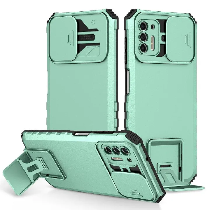 Phone Case For Motorola G Stylus 2021 With Slide Camera Lens Cover Shockproof Armor Kickstand Case