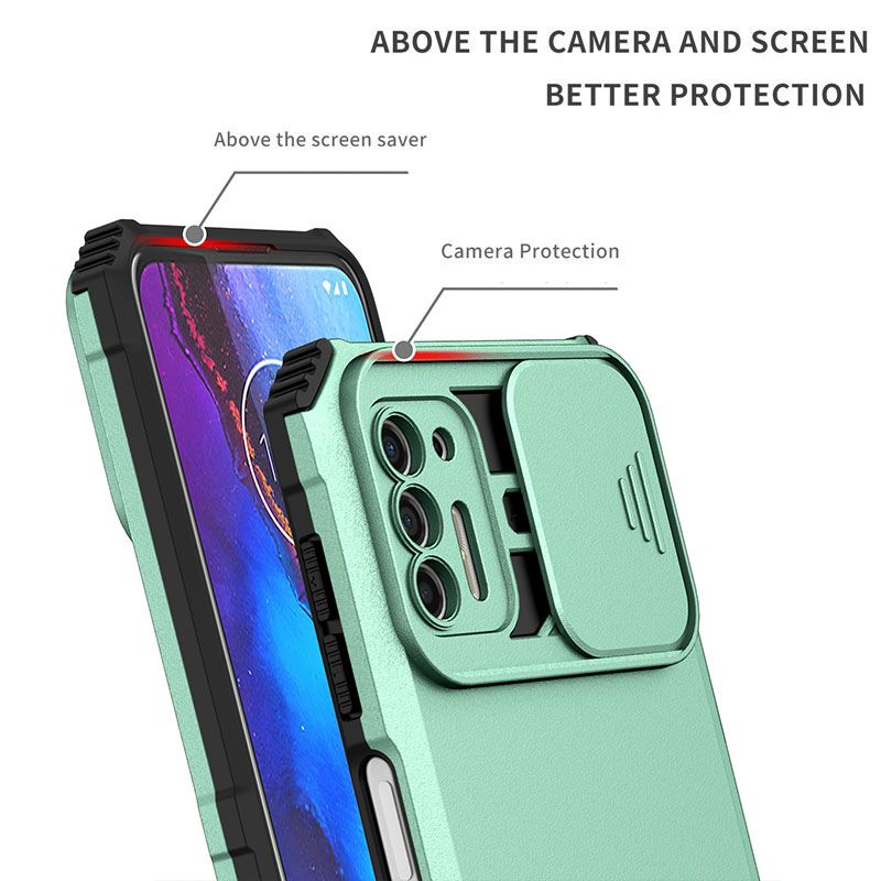 Phone Case For Motorola G Stylus 2021 With Slide Camera Lens Cover Shockproof Armor Kickstand Case