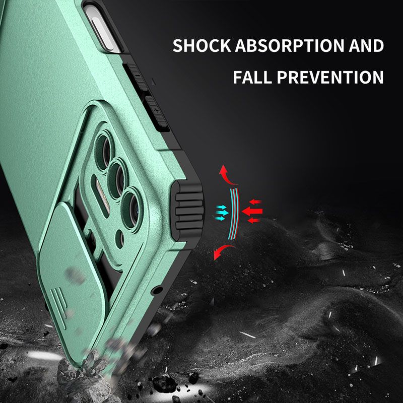 Phone Case For Motorola G Stylus 2021 With Slide Camera Lens Cover Shockproof Armor Kickstand Case