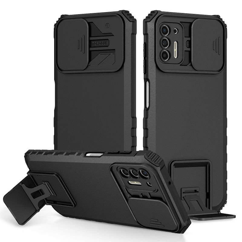 Phone Case For Motorola G Stylus 2021 With Slide Camera Lens Cover Shockproof Armor Kickstand Case