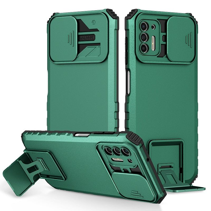 Phone Case For Motorola G Stylus 2021 With Slide Camera Lens Cover Shockproof Armor Kickstand Case
