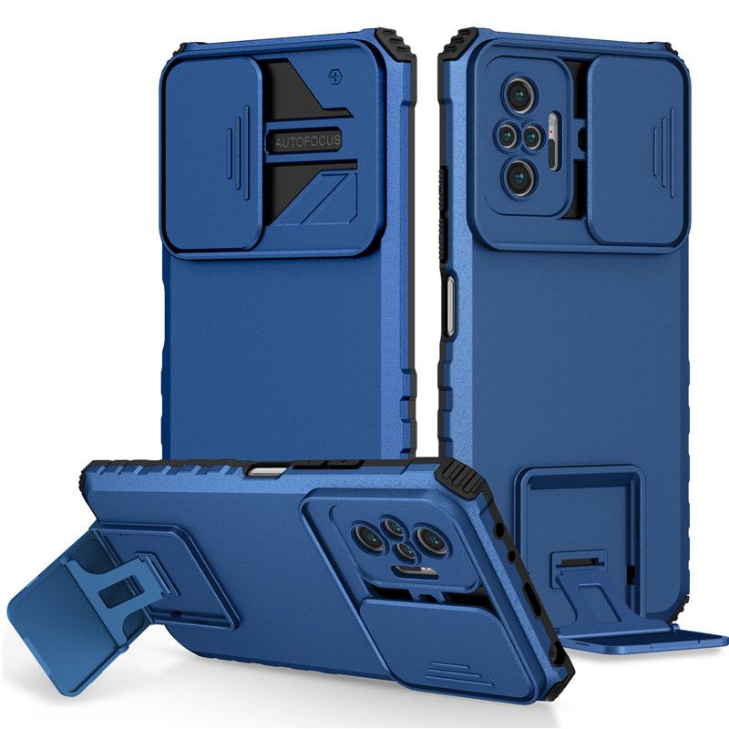 Phone Case For Xiaomi Redmi Note 10 Pro/Max With Slide Camera Lens Cover Shockproof Armor Kickstand Case