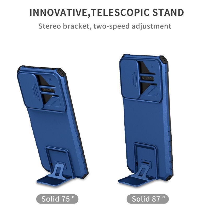 Phone Case For Xiaomi Redmi Note 10 Pro/Max With Slide Camera Lens Cover Shockproof Armor Kickstand Case
