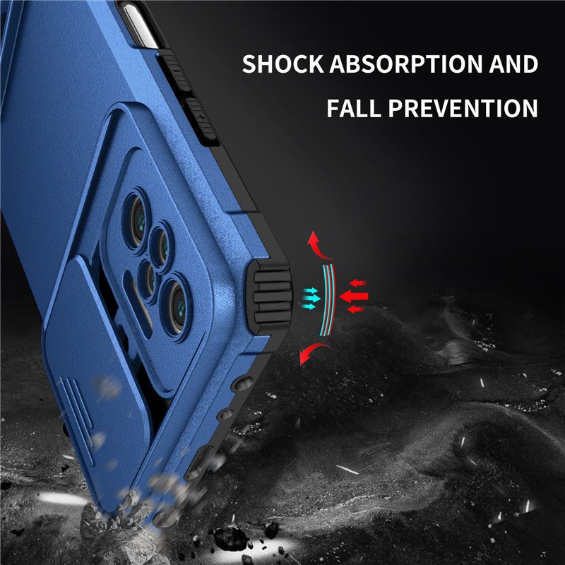 Phone Case For Xiaomi Redmi Note 10 Pro/Max With Slide Camera Lens Cover Shockproof Armor Kickstand Case