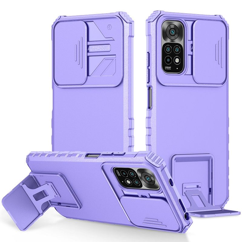 Phone Case For Xiaomi Redmi Note 11 6.43" /Note 11S 6.43" With Slide Camera Lens Cover Shockproof Armor Kickstand Case