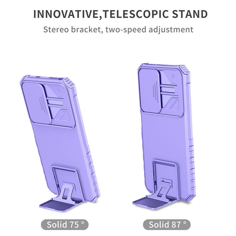Phone Case For Xiaomi Redmi Note 11 6.43" /Note 11S 6.43" With Slide Camera Lens Cover Shockproof Armor Kickstand Case