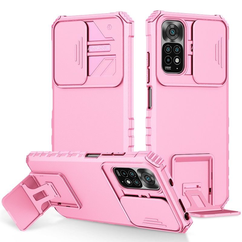Phone Case For Xiaomi Redmi Note 11 6.43" /Note 11S 6.43" With Slide Camera Lens Cover Shockproof Armor Kickstand Case