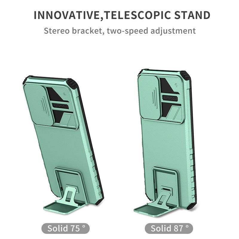 Phone Case For Vivo Y17S With Slide Camera Lens Cover Shockproof Armor Kickstand Case