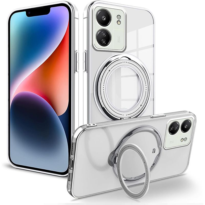 Case & Cover For Xiaomi Redmi 13C,Flexible Press Button,Transparent Case,Fall Protection.360°Full Protection-Transparent