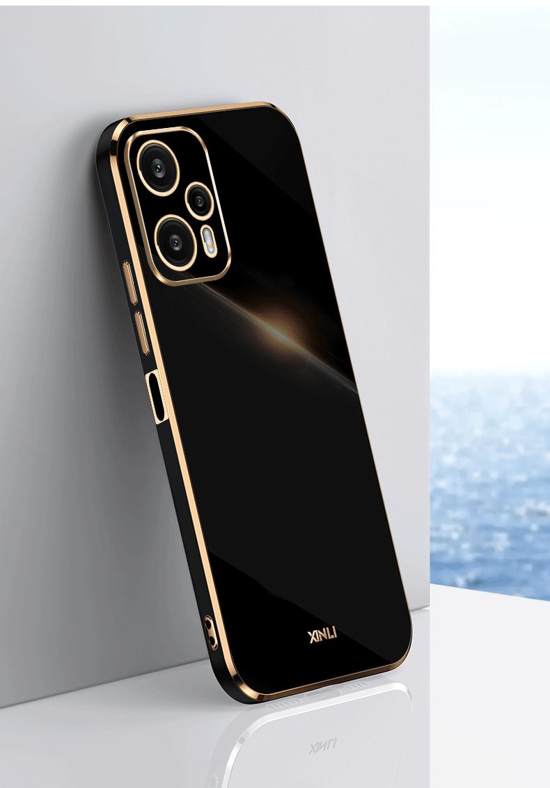 Phone Case for Xiaomi Poco F5 Pro Shockproof Bumper Colourful Straight Edge Plating Silicone Cover