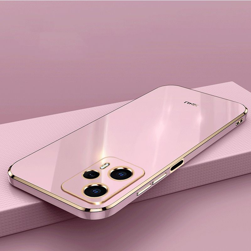 Phone Case for Xiaomi Poco F5 Pro Shockproof Bumper Colourful Straight Edge Plating Silicone Cover