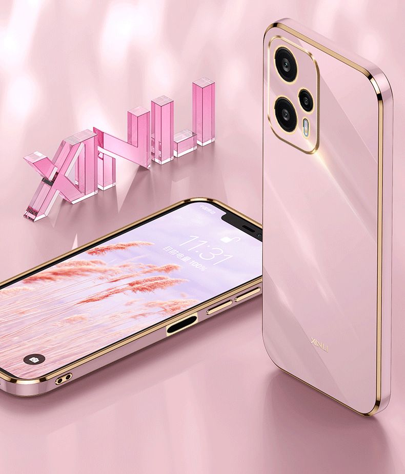 Phone Case for Xiaomi Poco F5 Pro Shockproof Bumper Colourful Straight Edge Plating Silicone Cover