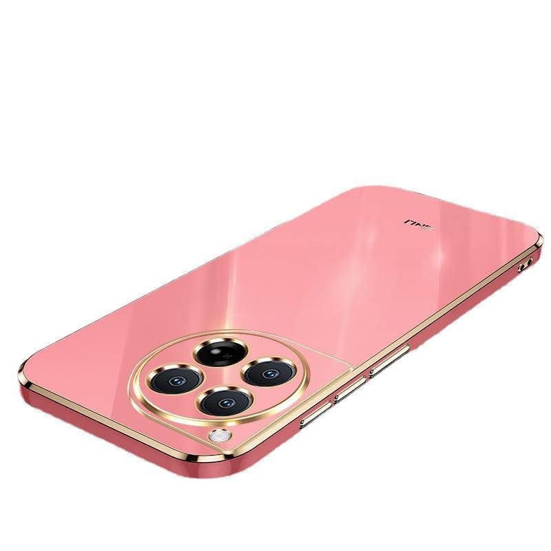 Phone Case for OnePlus 12 Shockproof Bumper Colourful Straight Edge Plating Silicone Cover