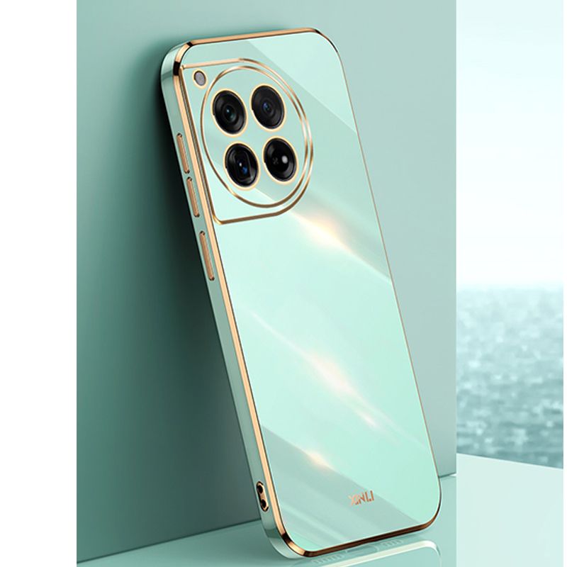 Phone Case for OnePlus 12 Shockproof Bumper Colourful Straight Edge Plating Silicone Cover