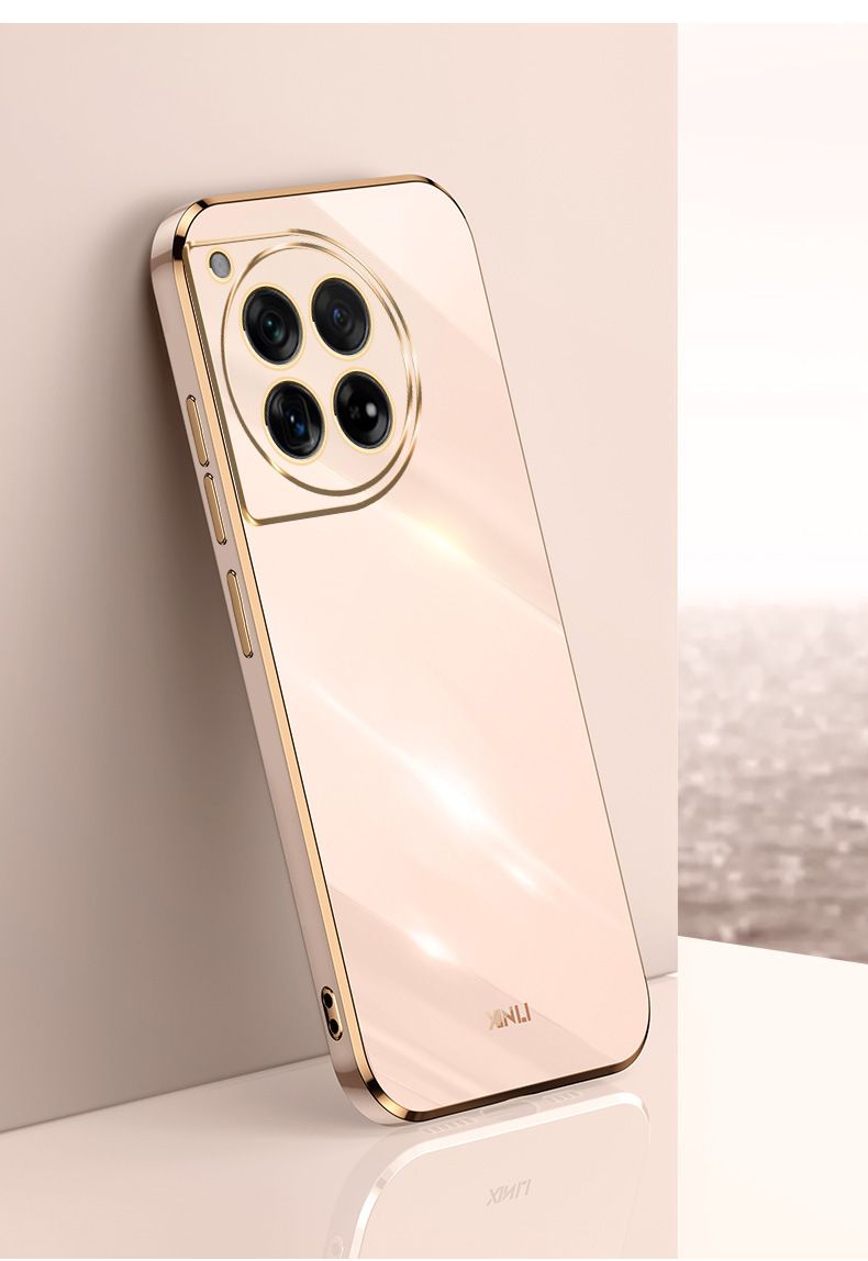 Phone Case for OnePlus 12 Shockproof Bumper Colourful Straight Edge Plating Silicone Cover