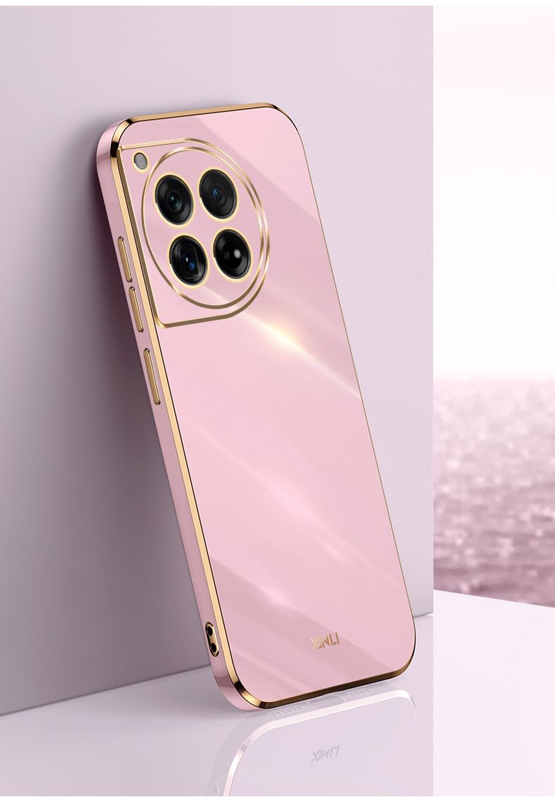 Phone Case for OnePlus 12 Shockproof Bumper Colourful Straight Edge Plating Silicone Cover