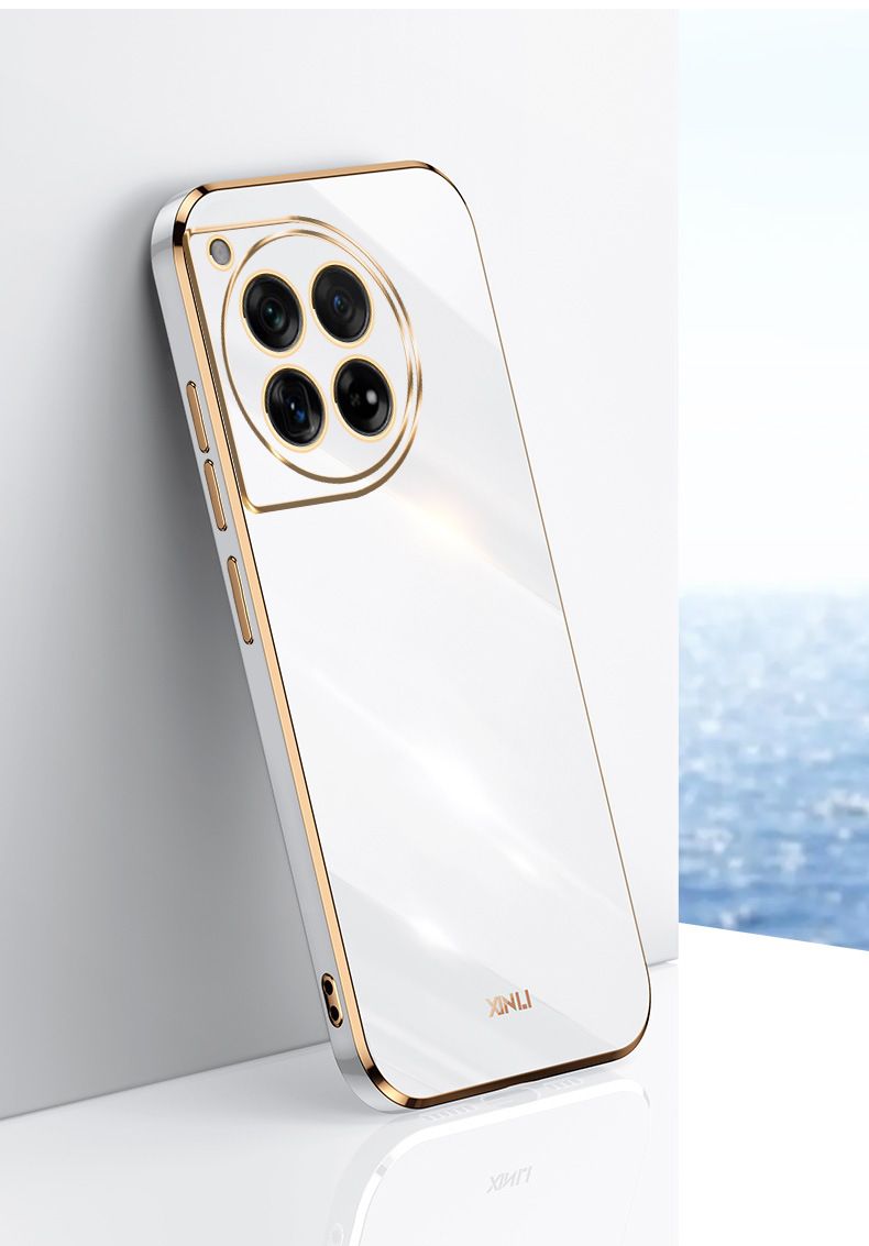 Phone Case for OnePlus 12 Shockproof Bumper Colourful Straight Edge Plating Silicone Cover