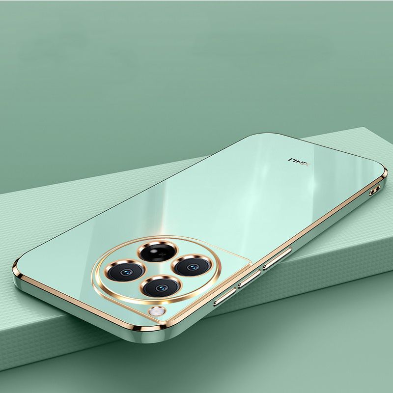 Phone Case for OnePlus 12 Shockproof Bumper Colourful Straight Edge Plating Silicone Cover