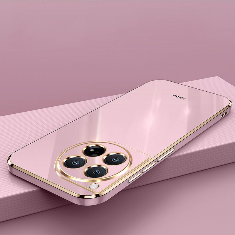 Phone Case for OnePlus 12 Shockproof Bumper Colourful Straight Edge Plating Silicone Cover