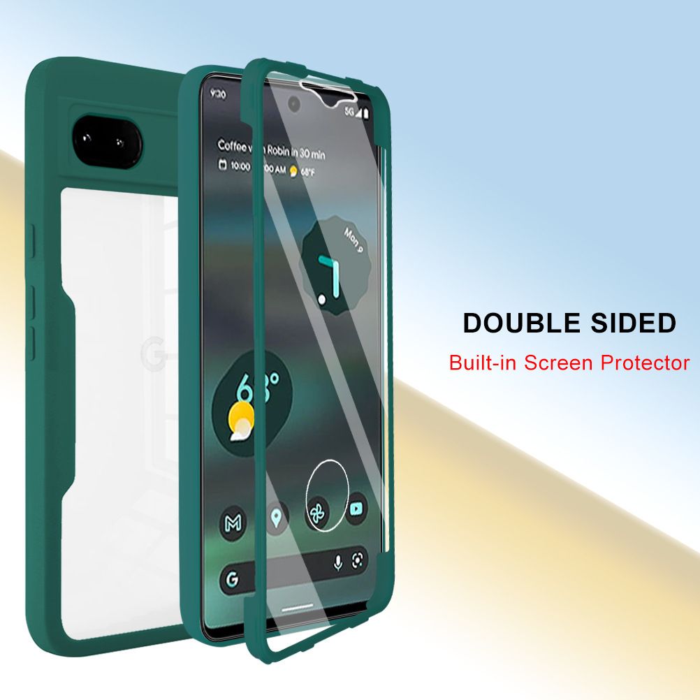 Phone Case for [Google Pixel 6a 5G] 360 Degree Full Protection Transparent Back Cover Built-in Screen Protector