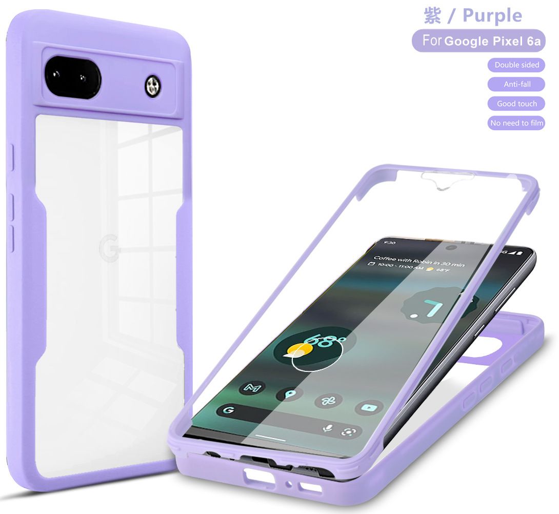 Phone Case for [Google Pixel 6a 5G] 360 Degree Full Protection Transparent Back Cover Built-in Screen Protector
