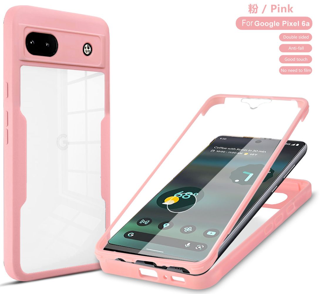 Phone Case for [Google Pixel 6a 5G] 360 Degree Full Protection Transparent Back Cover Built-in Screen Protector