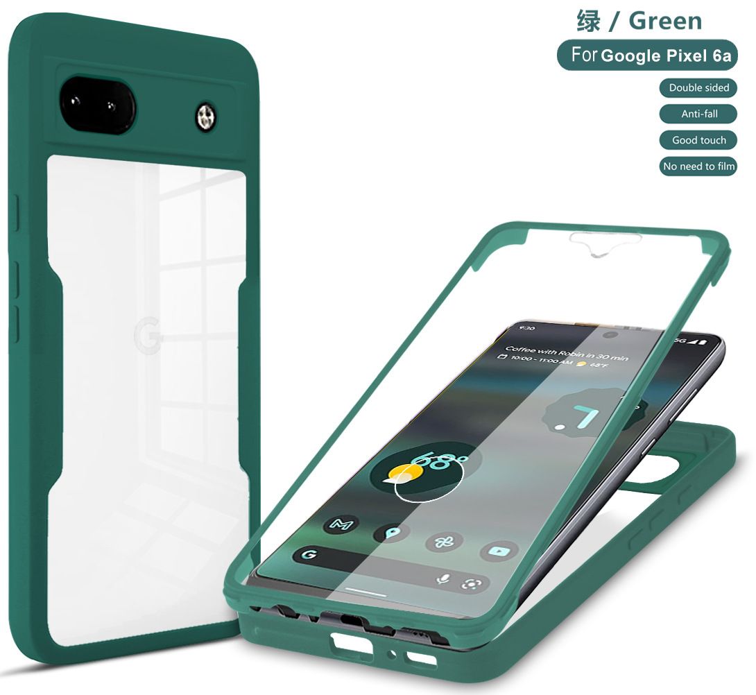 Phone Case for [Google Pixel 6a 5G] 360 Degree Full Protection Transparent Back Cover Built-in Screen Protector