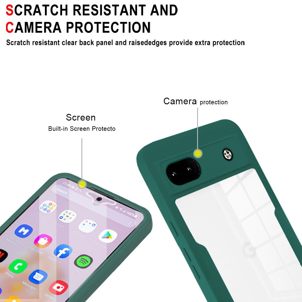 Phone Case for [Google Pixel 6a 5G] 360 Degree Full Protection Transparent Back Cover Built-in Screen Protector