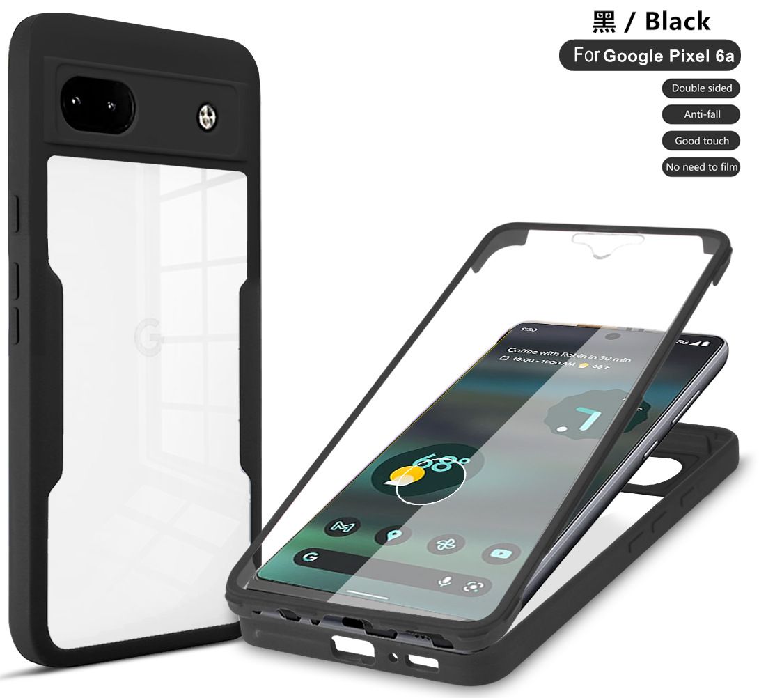 Phone Case for [Google Pixel 6a 5G] 360 Degree Full Protection Transparent Back Cover Built-in Screen Protector