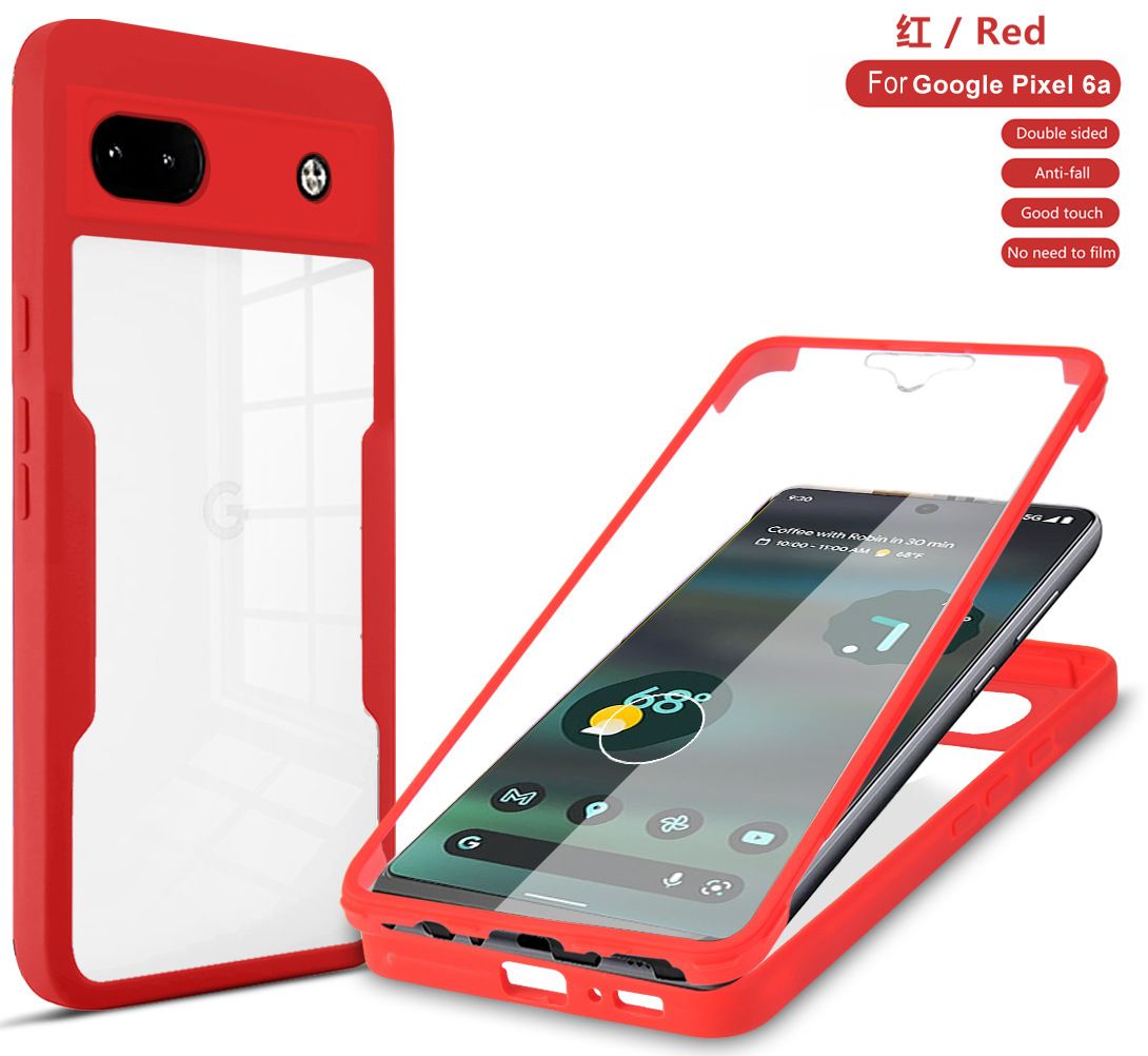 Phone Case for [Google Pixel 6a 5G] 360 Degree Full Protection Transparent Back Cover Built-in Screen Protector