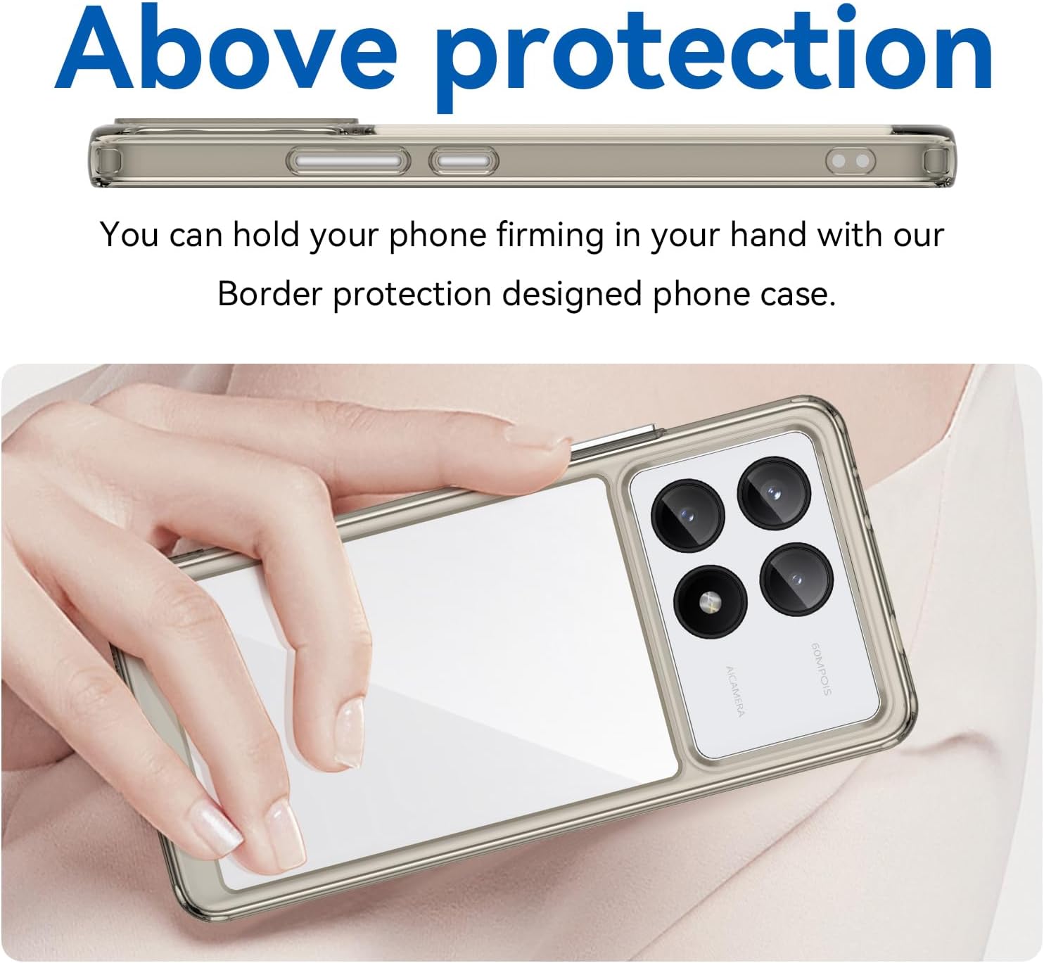 Phone Case For Xiaomi POCO X6 Pro 5G , Transparent Rigid PC Back and Soft TPU Cushioning Protective Cover