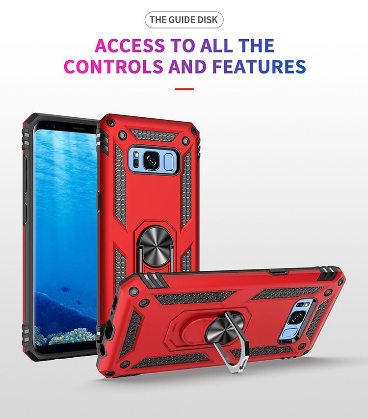 Phone Case For Samsung Galaxy S8 Cover Drop Shock with 360 Metal Swivel Ring Bracket